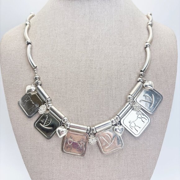 VTG Solid Sterling Silver 925 Etched Glyph Chain Necklace Size 27